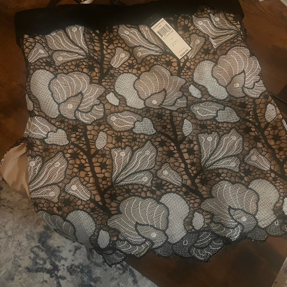 NWT BCBG Black and white Lace Top